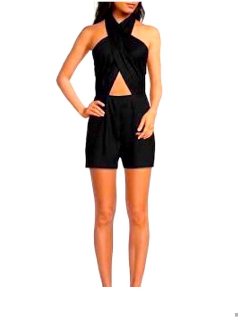 Gianni Bini Black Women’s wrap halter romper